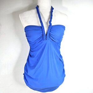 Liz Lange Maternity Royal Blue Halter Tankini Swim Top